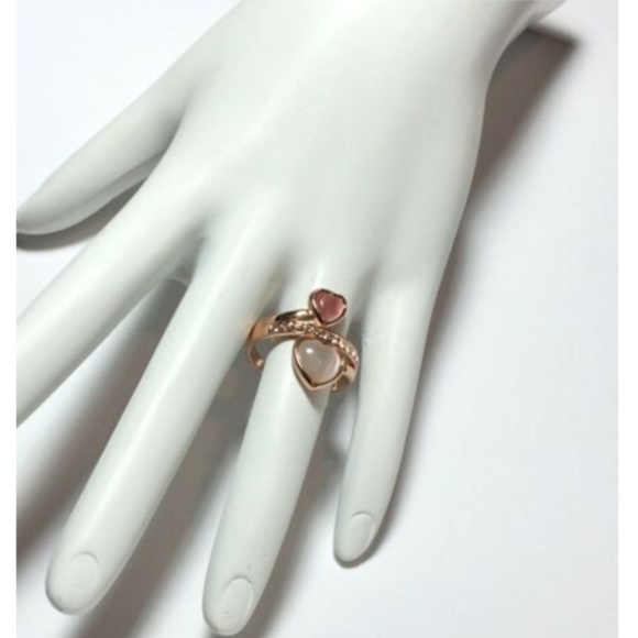 Rose Gold Cocktail Ring Size 6 Cats Eye Heart Plated Valentines Day Gift - Picture 3 of 8